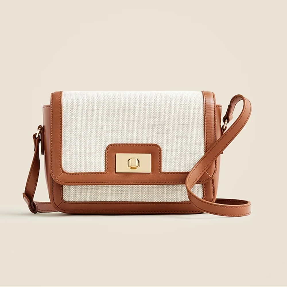 J. Crew Women's Edie Crossbody Bag Spanish Canvas In Ivory English Saddle